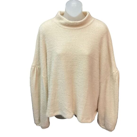 Sanctuary Sweater Funnel Neck Drop Shoulder Tan Balloon Sleeves Women 1X - Picture 1 of 12